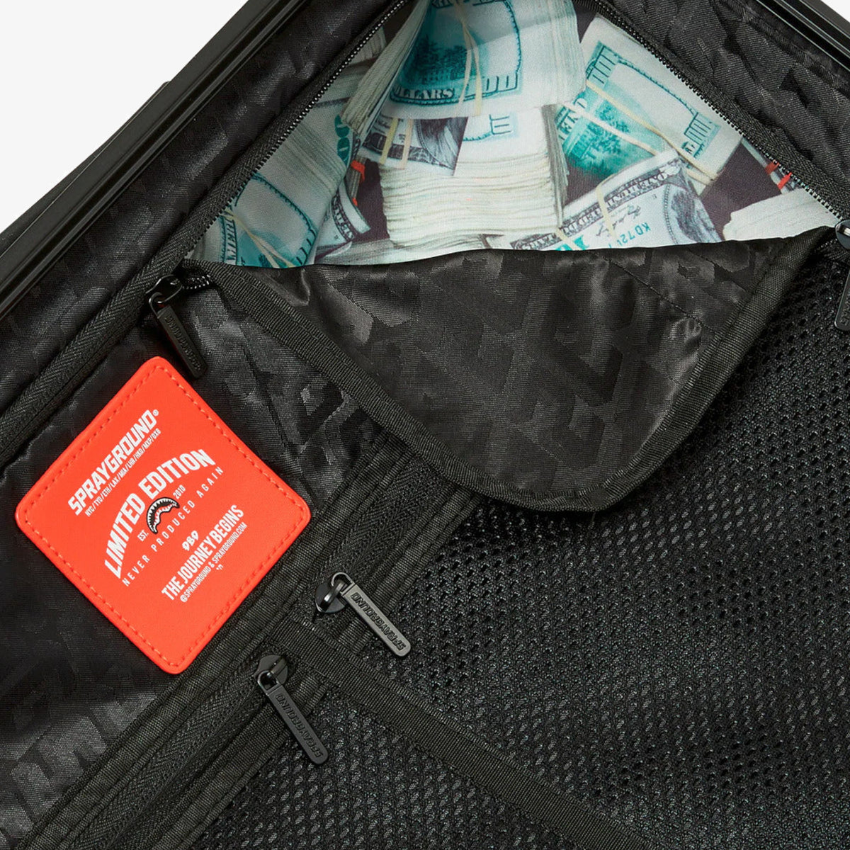 Унисекс куфар Sprayground Center Rip Revealing Gray Check Carry-On Luggage - 910CL323NSZ детайл джоб