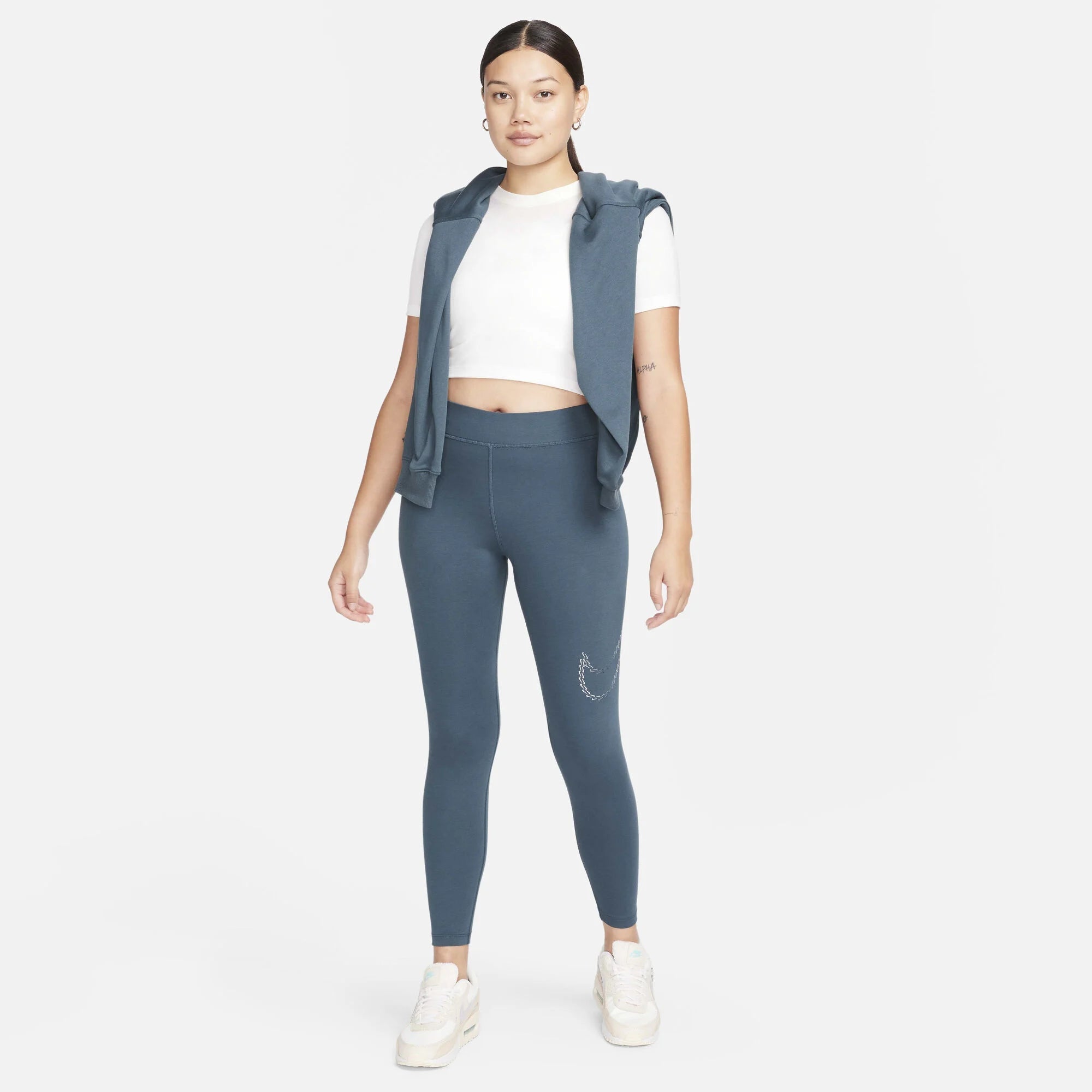 Дамски клин Nike Sportswear Premium Essential High-Waisted Shine Leggings - FB8766-328 модел отпред