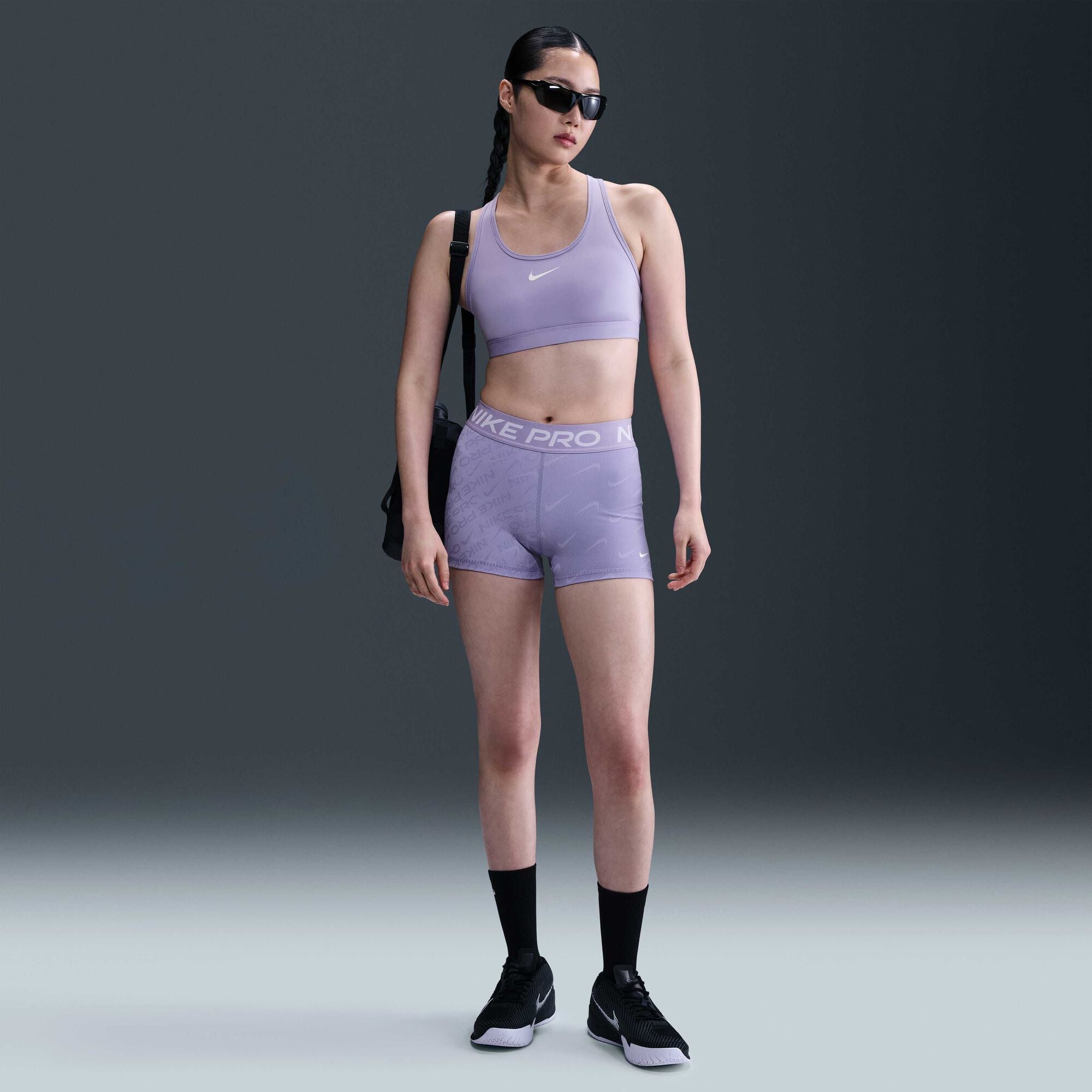 Дамски къс клин Nike Pro Mid-Rise Printed Biker Shorts - HM6093-533 модел отпред