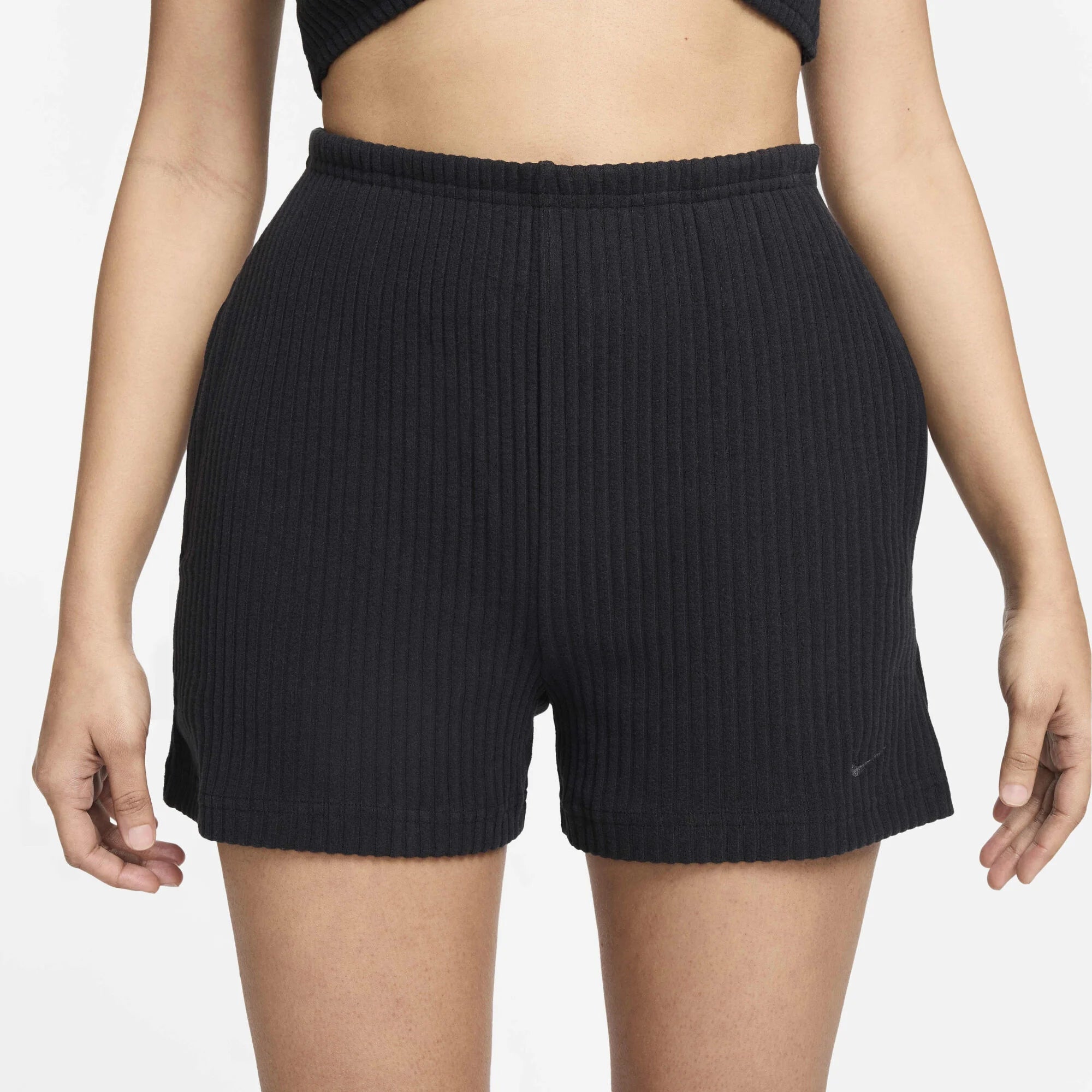 Дамски къс панталон Nike Sportswear Chill Rib High-Waisted Slim Shorts -FN3674-010 отпред