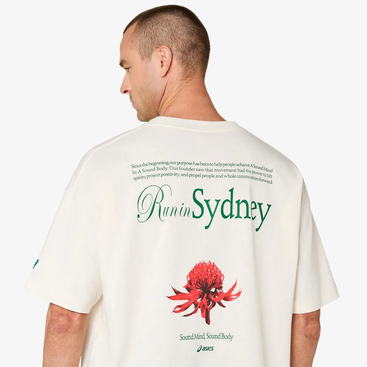Мъжка тениска Asics Heritage Heavy Cotton Run City Tee - 2033C004-111 детайл отзад
