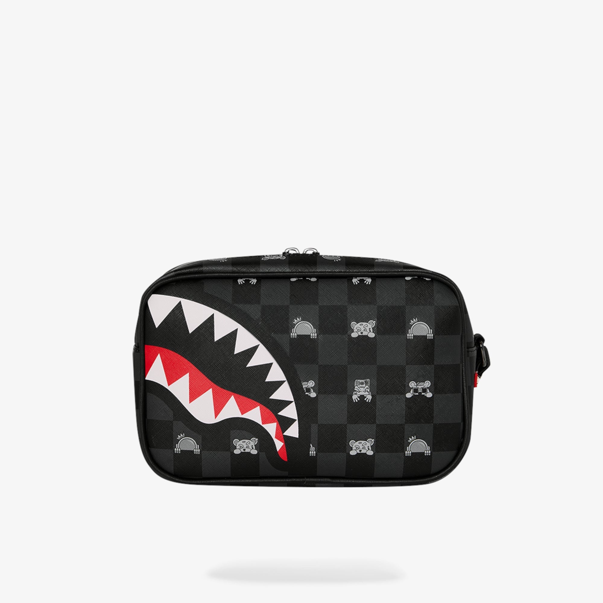 Унисекс чанта Sprayground Gray Peeking Character Check Toiletry Brick - 910B8914NSZ отзад