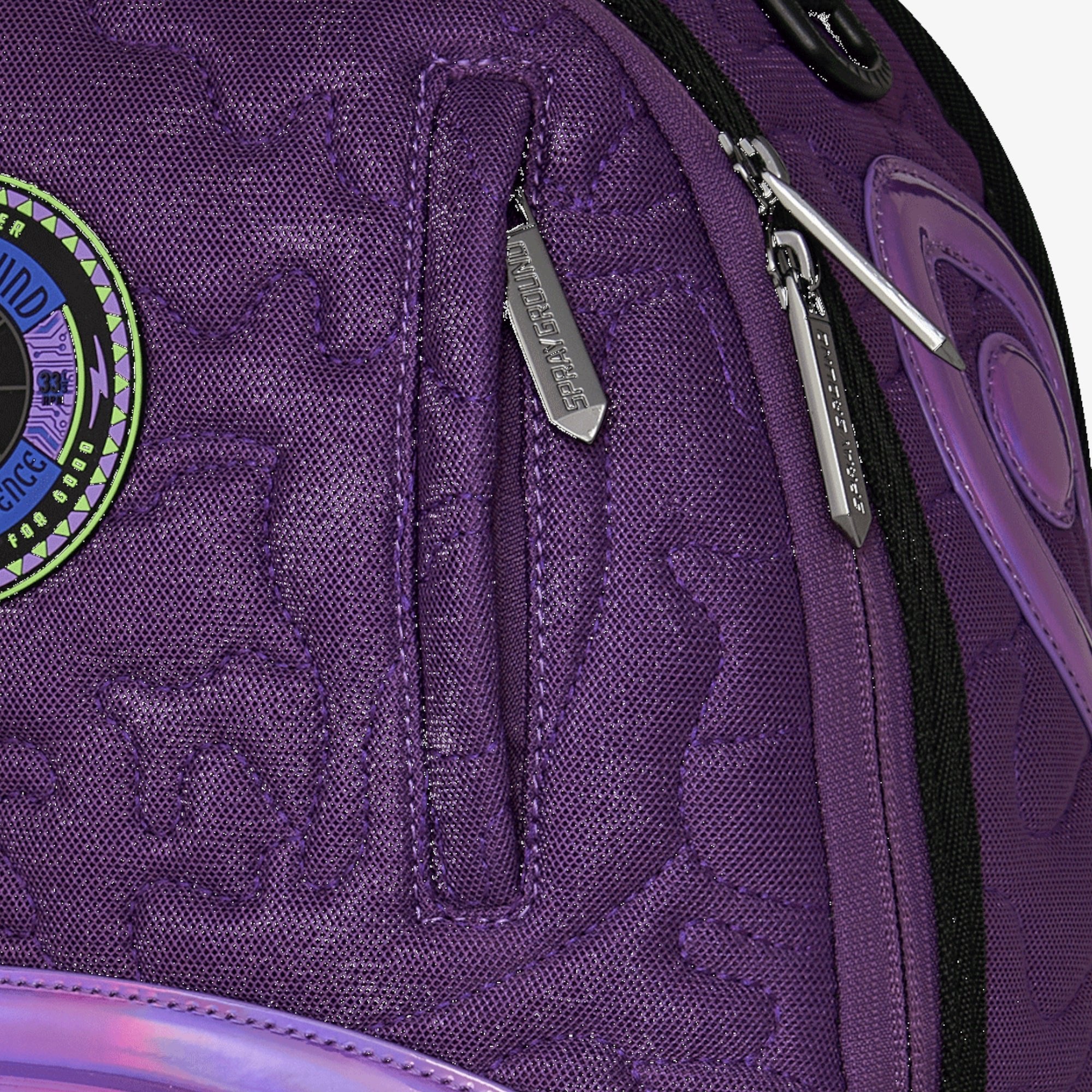 Унисекс раница Sprayground Ai Quilted Iridescent Backpack - 910B7717NSZ детайл джоб