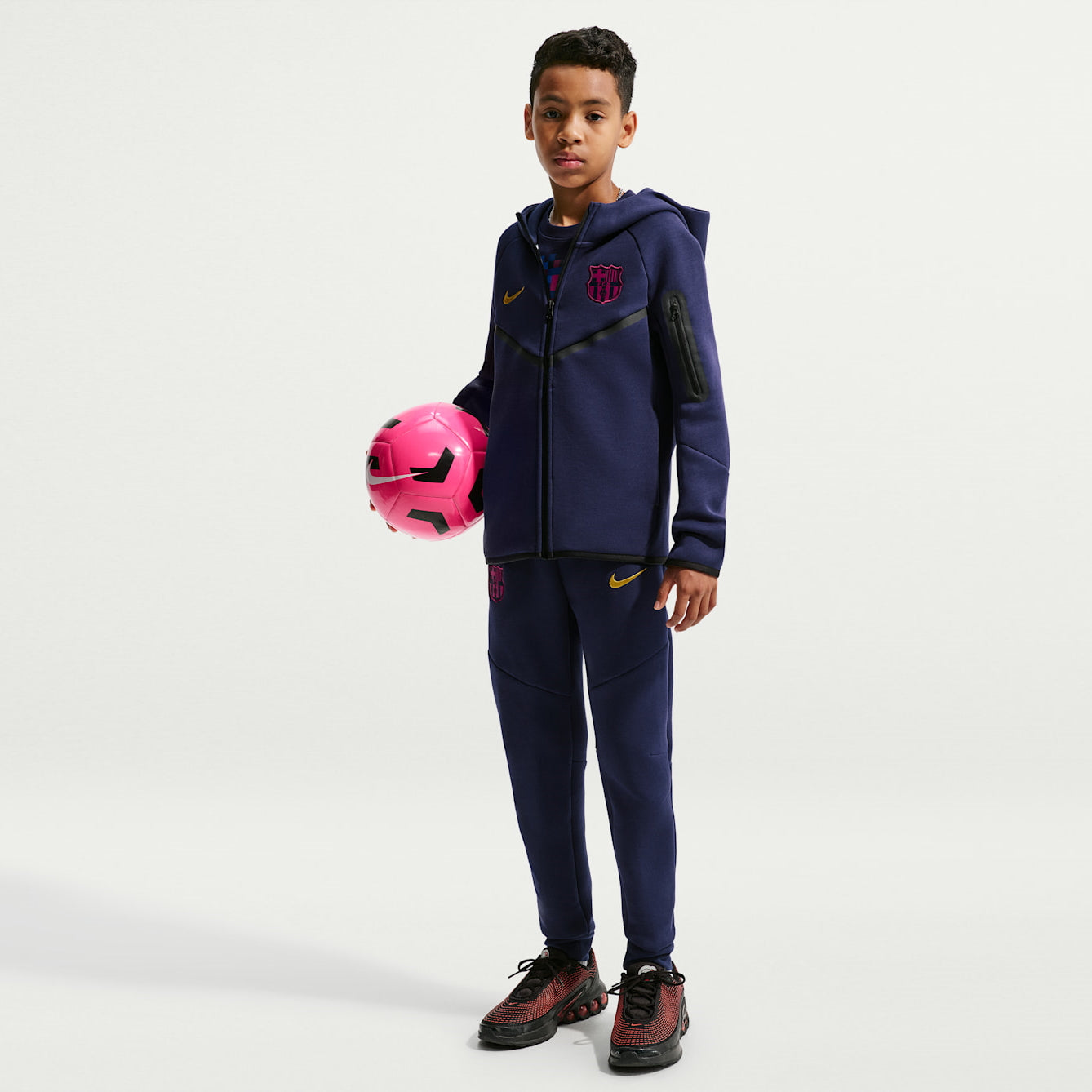 Детско худи F.C. Barcelona Tech Fleece Nike Football Full-Zip Hoodie - II3722-498 модел отпред