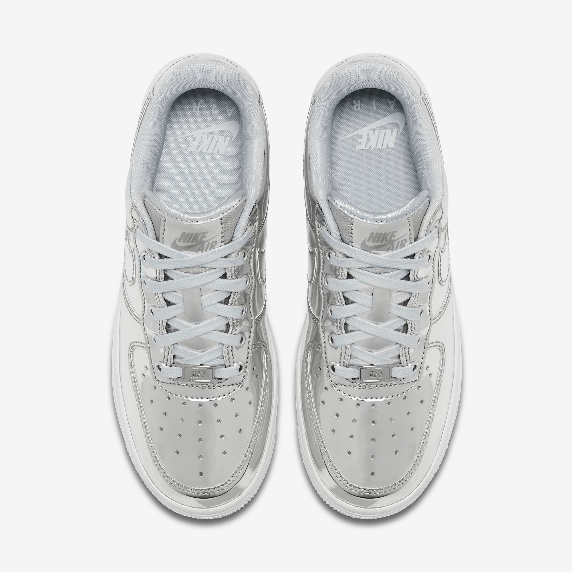 Дамски кецове Nike Air Force 1 SP Liquid Metal - CQ6566-001 отгоре