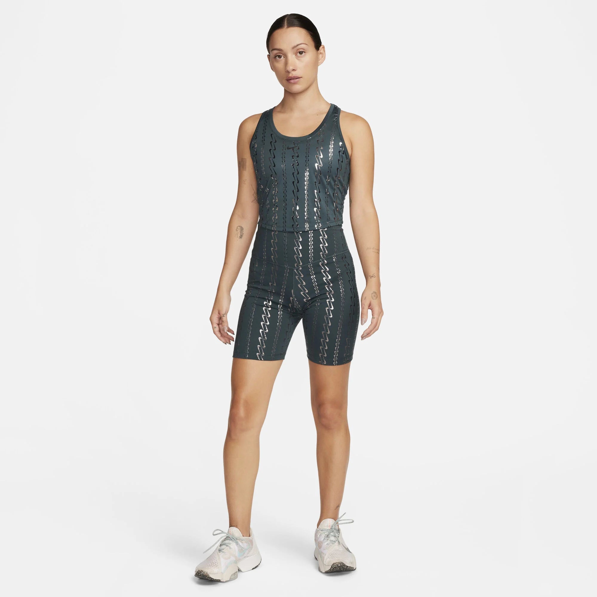 Дамски потник Nike Dri-FIT One Cropped Printed Tank Top - FB5591-328 модел отпред