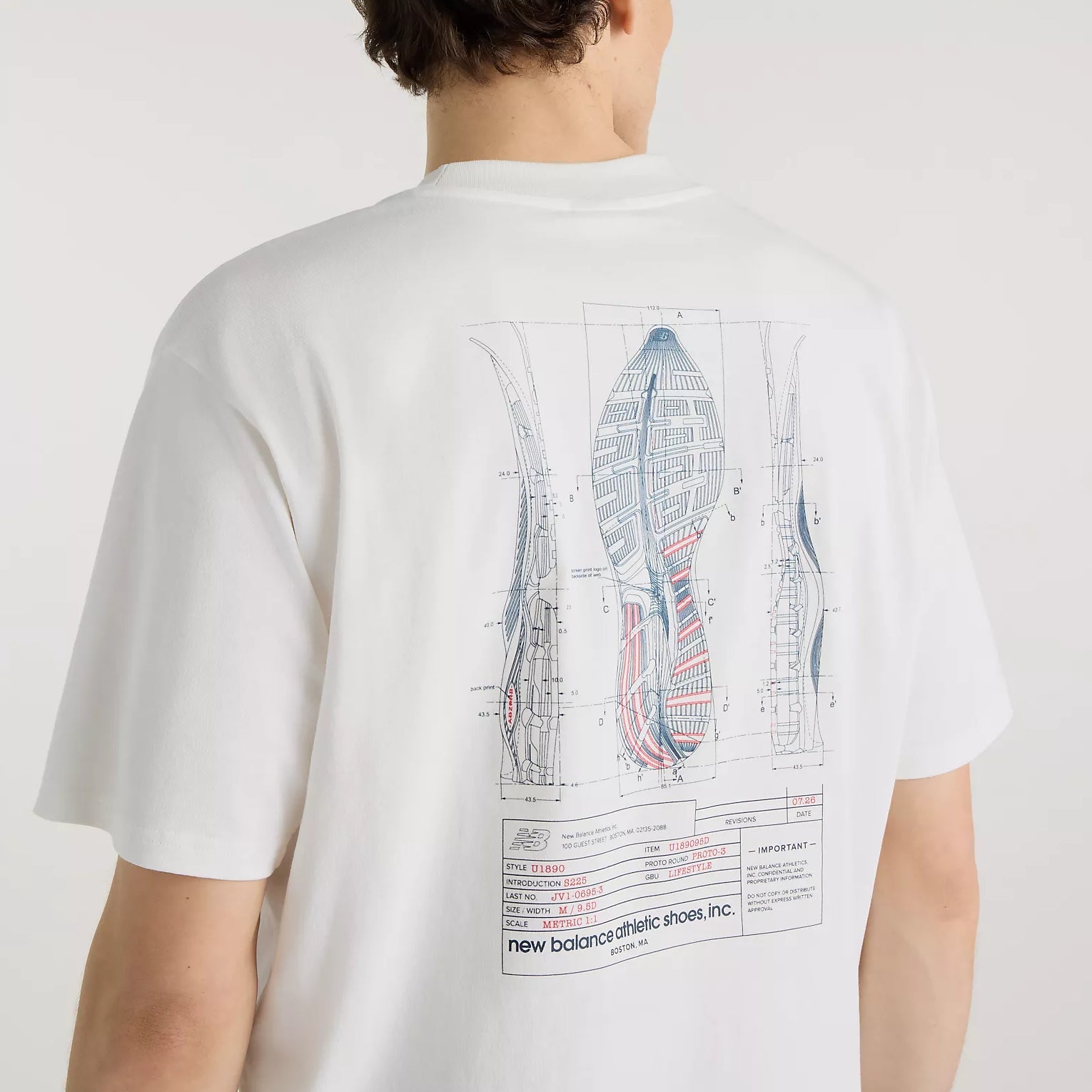 Мъжка тениска New Balance Archive Blueprint T-Shirt - MT62V4IQSST детайл отзад