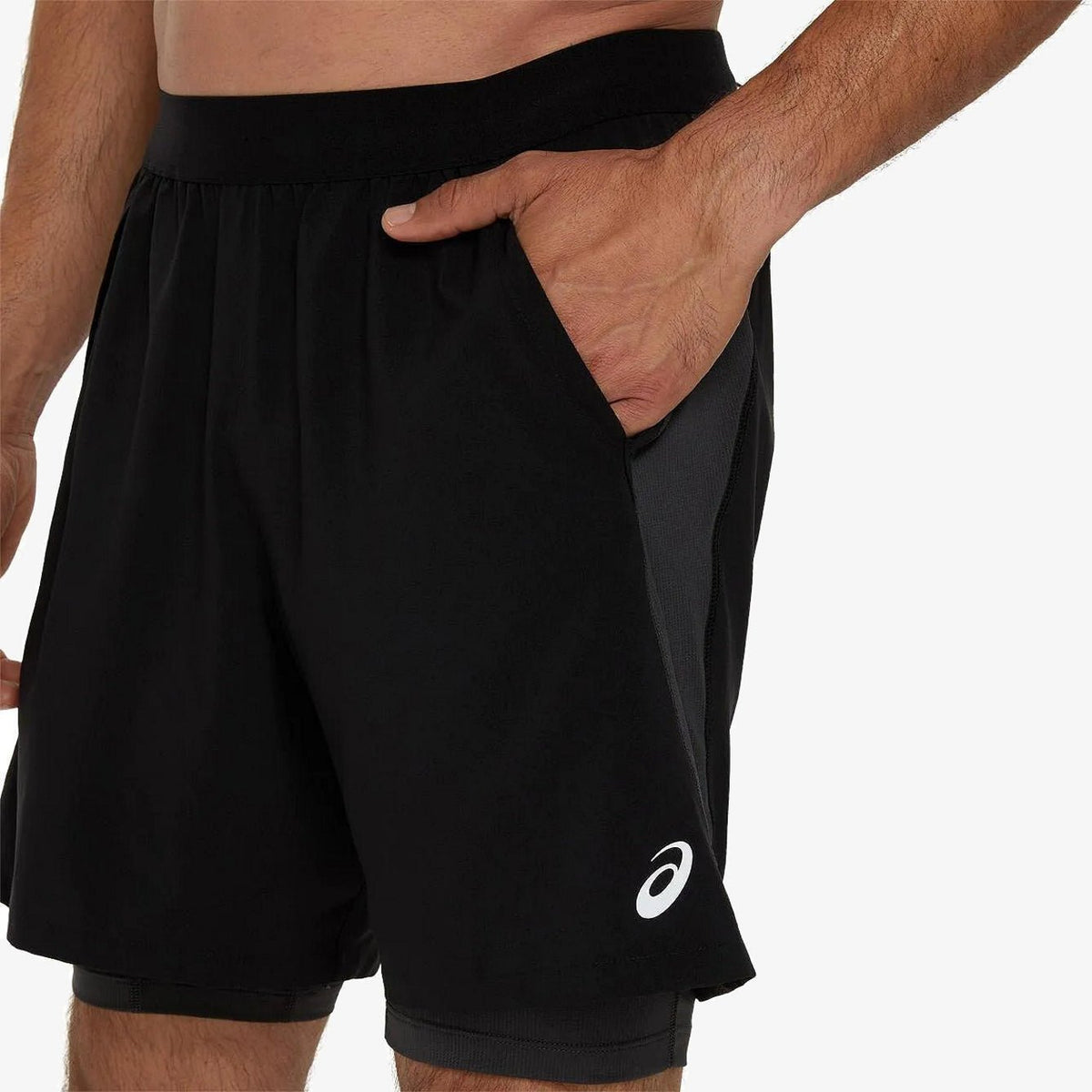 Мъжки къс панталон Asics Road 2n1 7in Shorts - 2011D246-001 детайл джоб