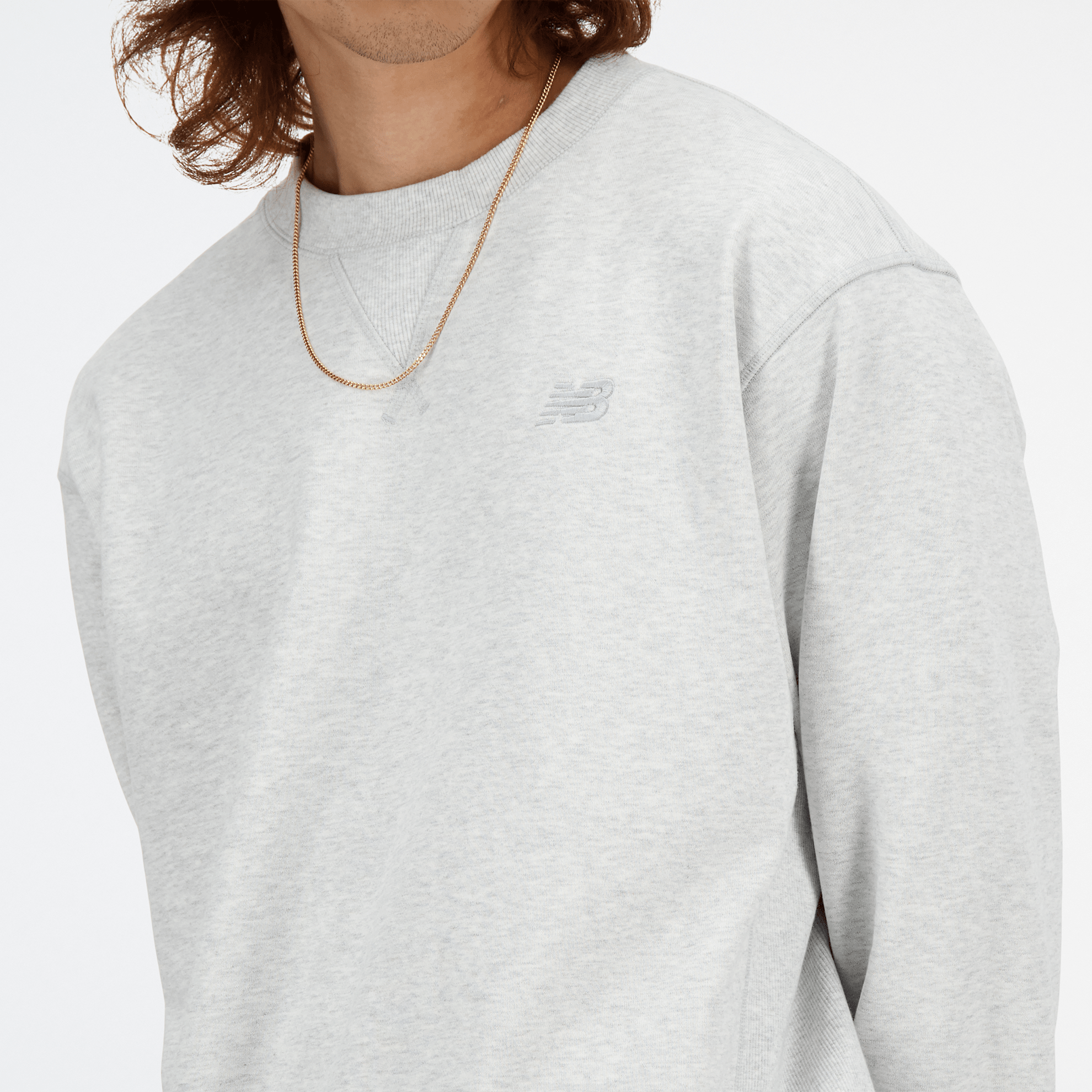Мъжки суитшърт New Balance Athletics French Terry Crew - MT41506AHH детайл отпред