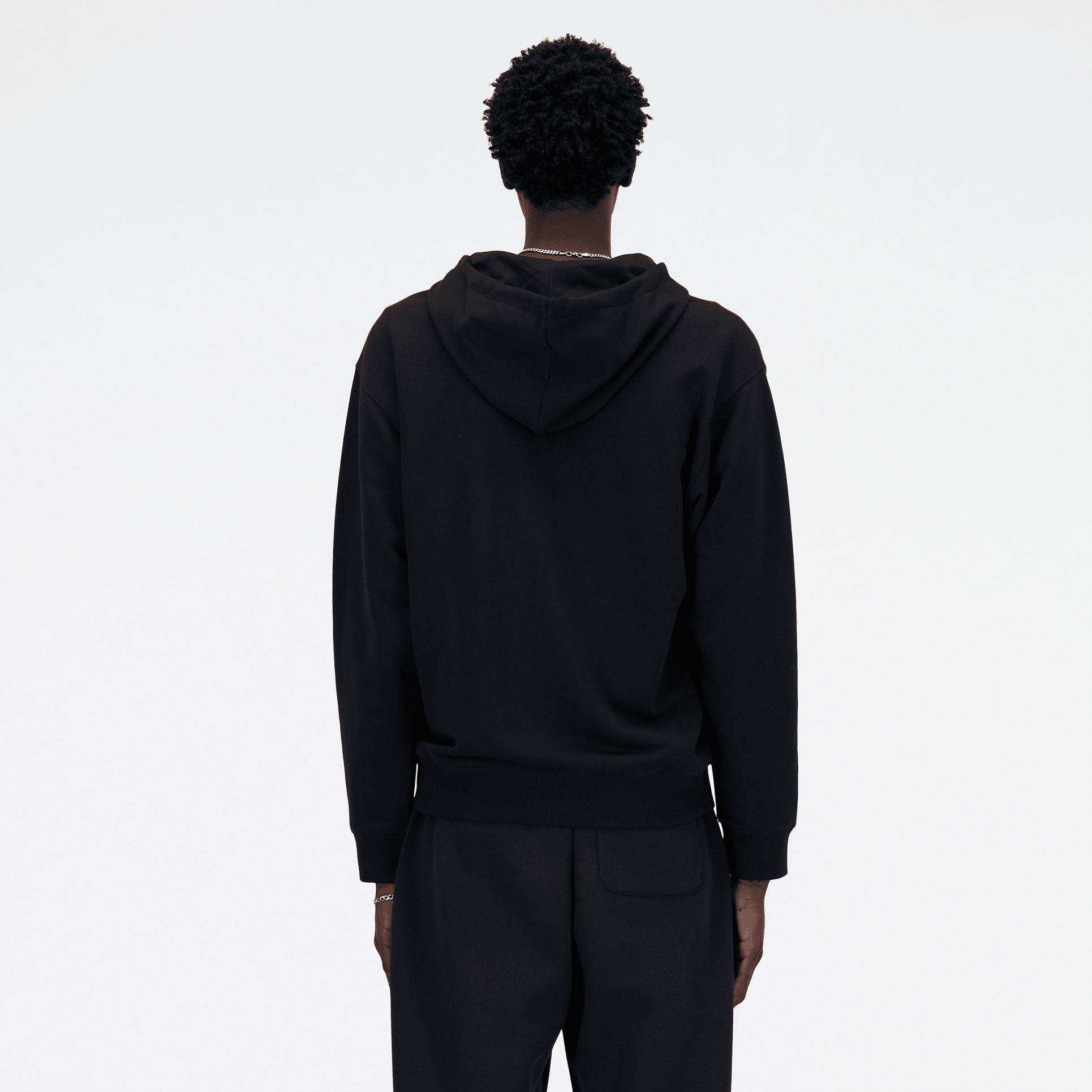 Мъжко худи New Balance Stacked Logo French Terry Full Zip Hoodie - MJ41501BK отзад
