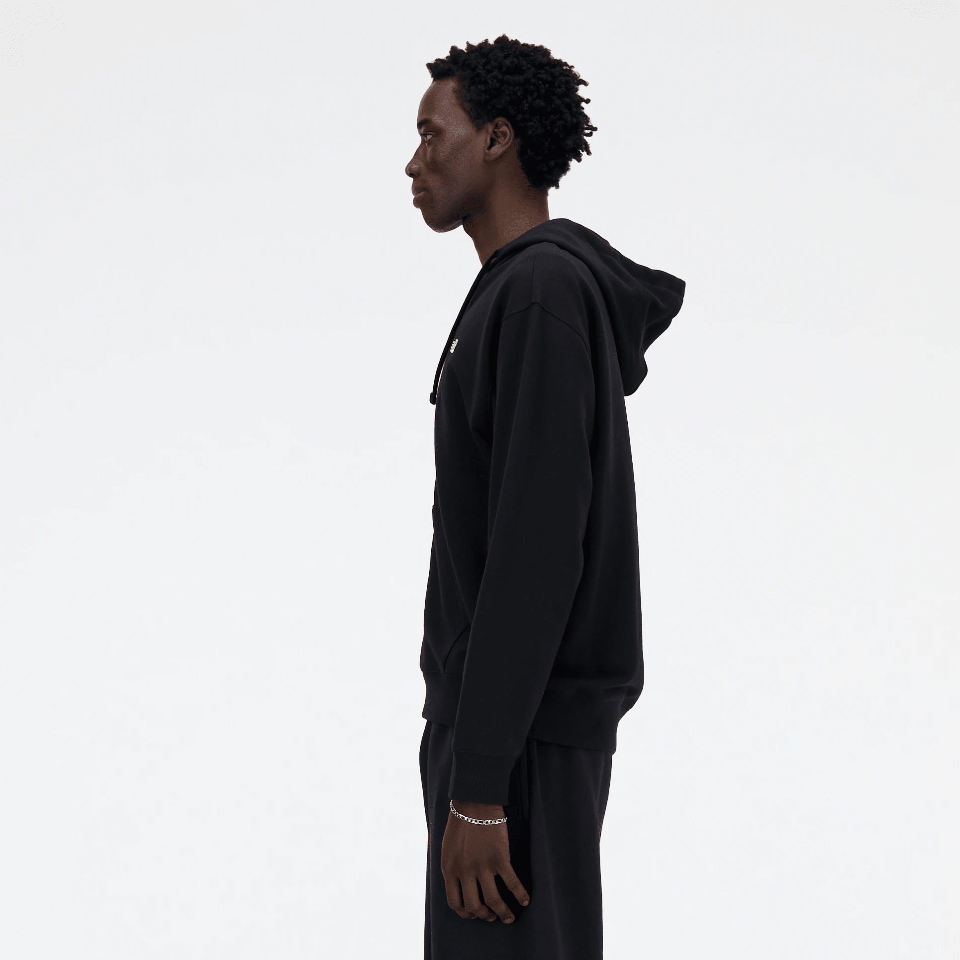 Мъжко худи New Balance Stacked Logo French Terry Full Zip Hoodie - MJ41501BK отстрани