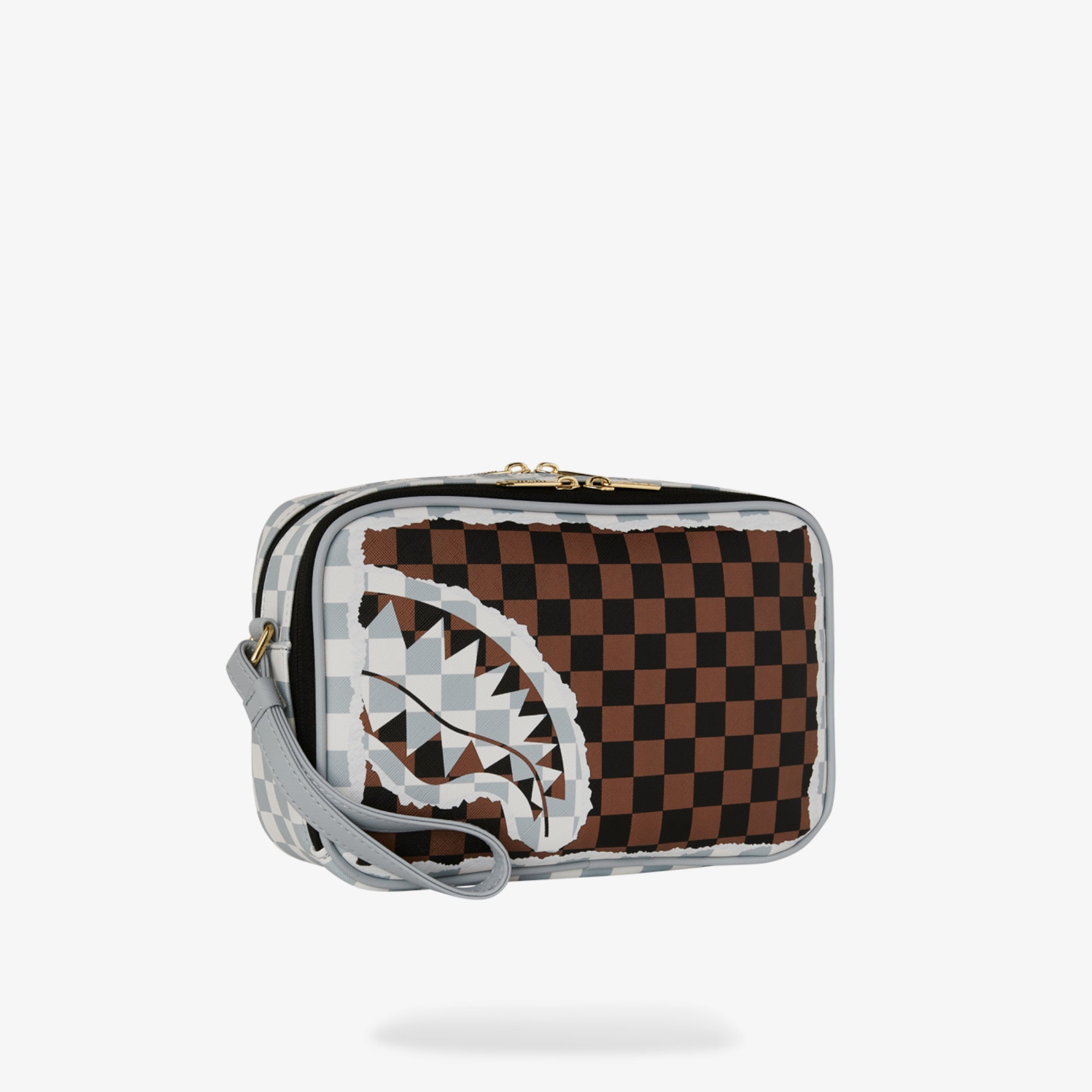 Унисекс чанта Sprayground Cream And Brown Tear Check Toiletry Bag - 910B8294NSZ отстрани