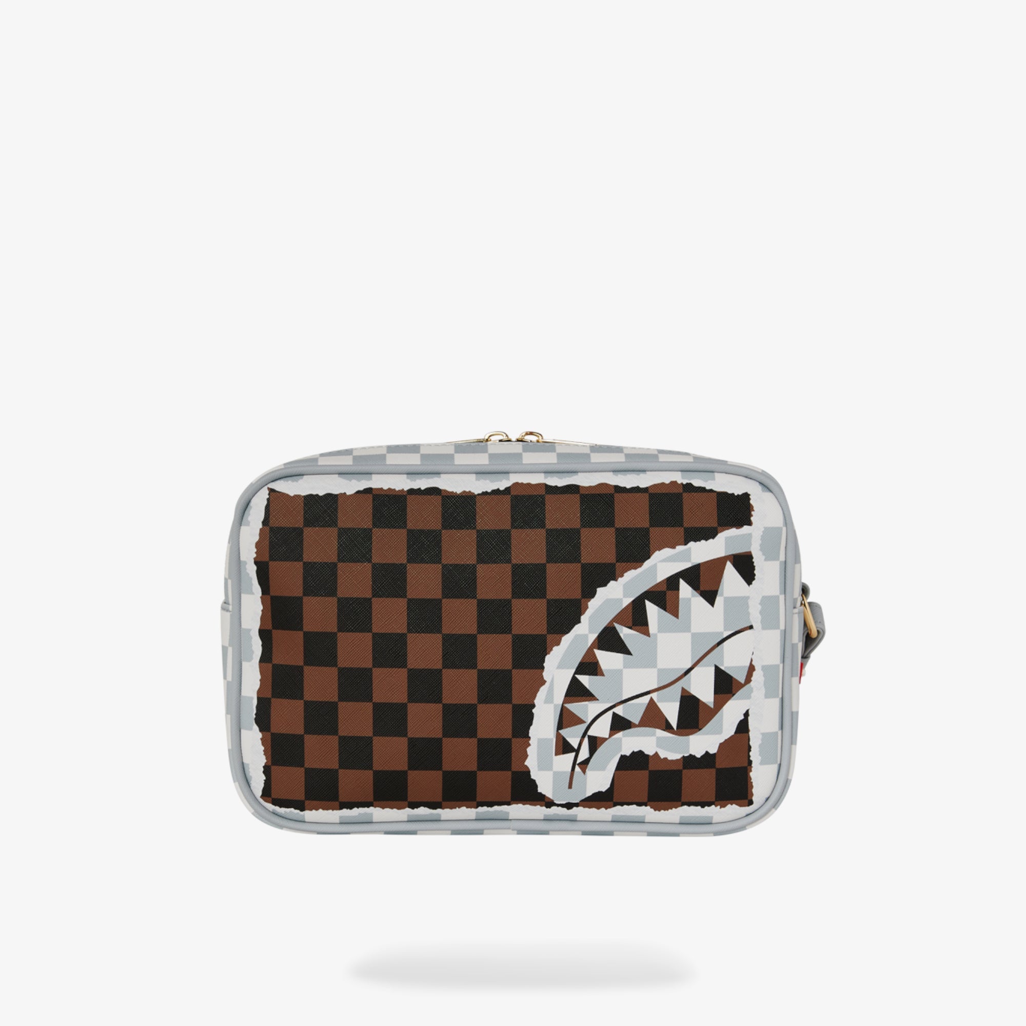 Унисекс чанта Sprayground Cream And Brown Tear Check Toiletry Bag - 910B8294NSZ отзад