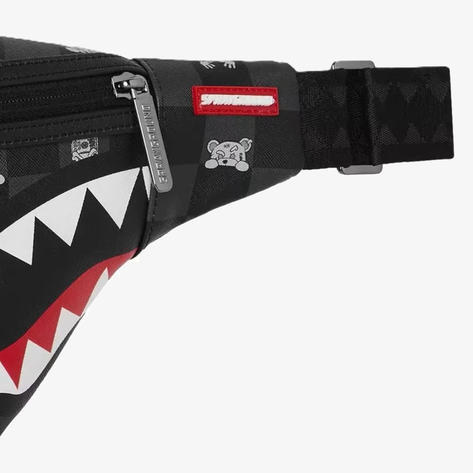 Унисекс чанта Sprayground Gray Peeking Character Check Savvy Crossbody - 910B8912NSZ детайл