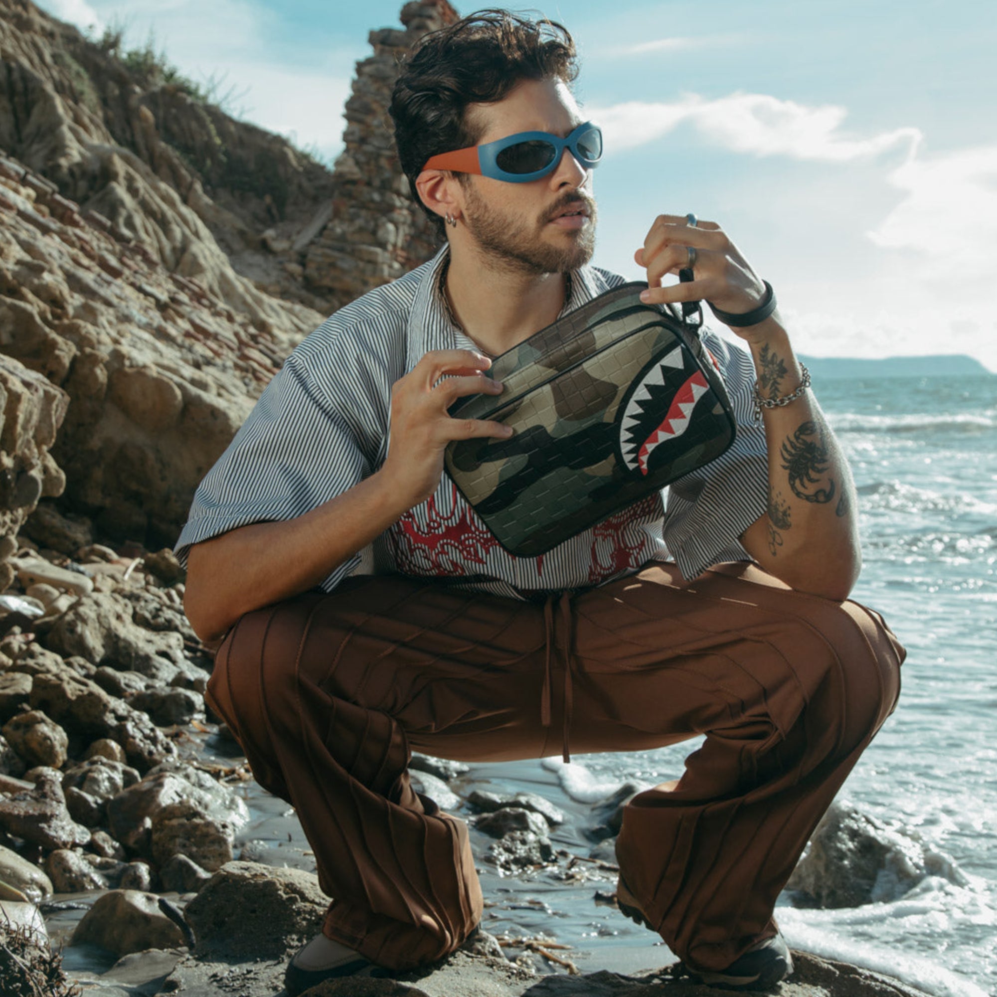 Унисекс чанта Sprayground Woodland Camo Check Toiletry Bag - Airhouse