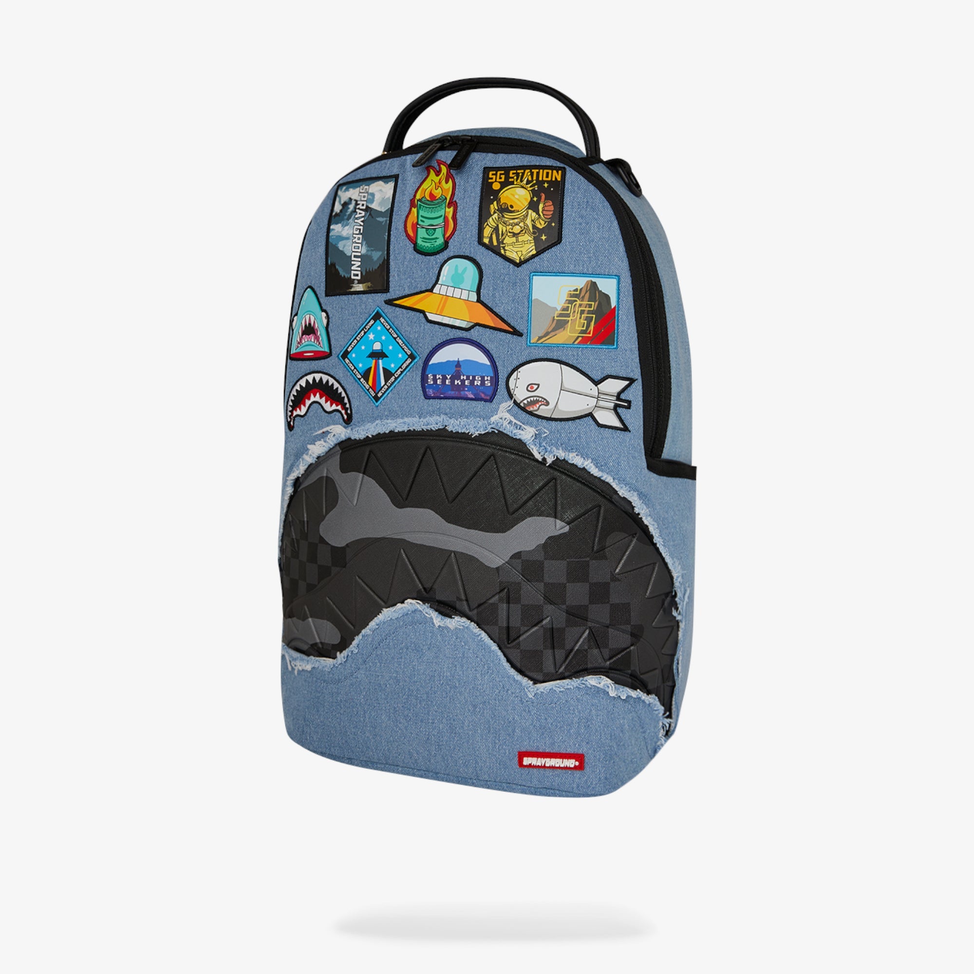 Унисекс раница Sprayground Denim Tear 3 AM Patches Backpack - 910B8302NSZ отдясно