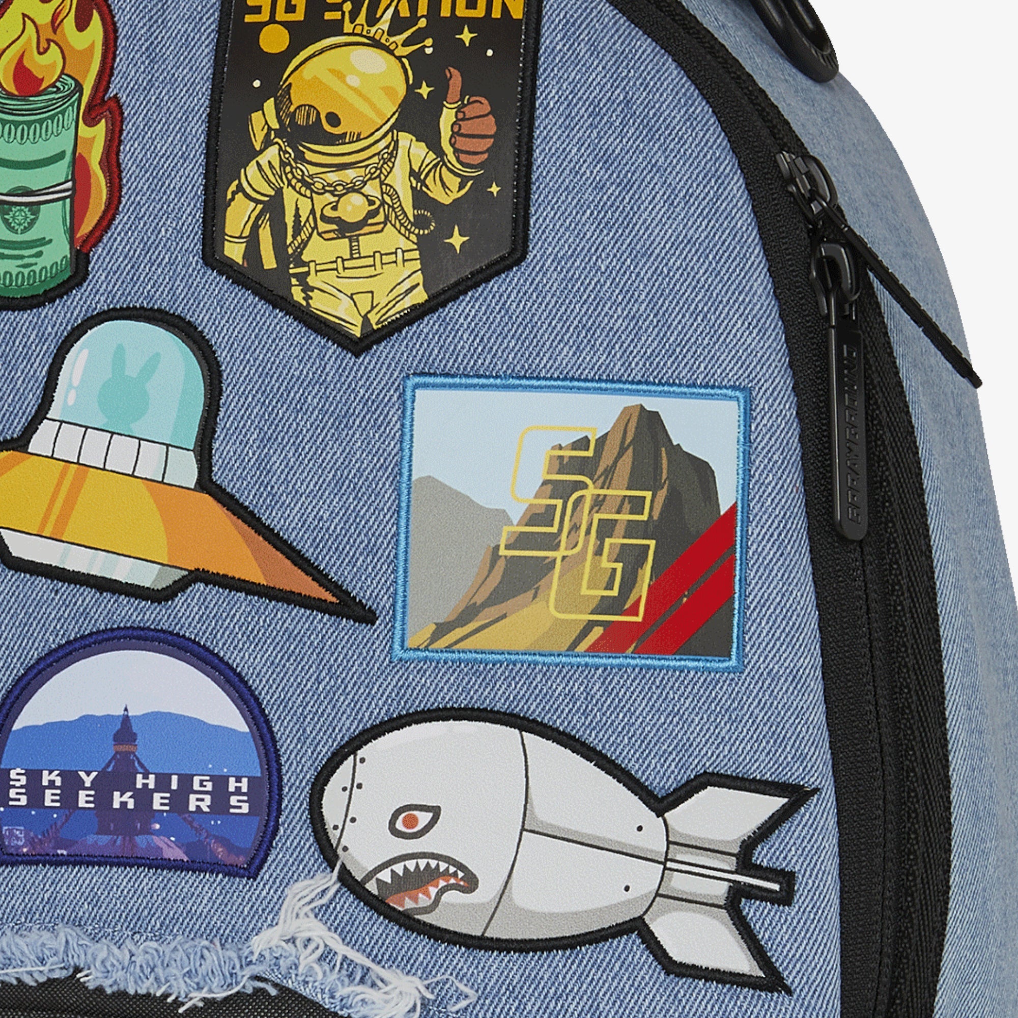 Унисекс раница Sprayground Denim Tear 3 AM Patches Backpack - 910B8302NSZ стикери 2